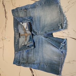 American Eagle light denim midi shorts
